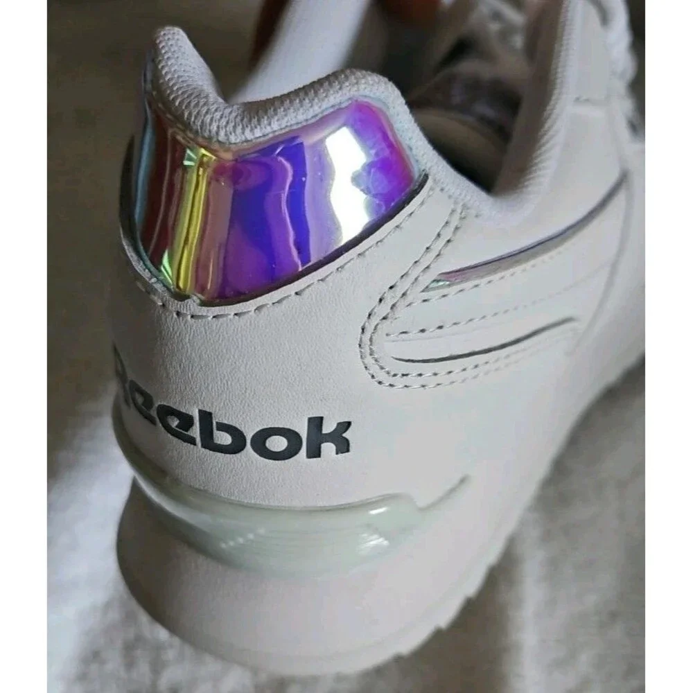 Reebok Harman Ripple Clip  Running Shoes White Iridescent Trim NEW Sz 8.5